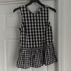 Time and Tru Black and White Gingham Peplum Tank